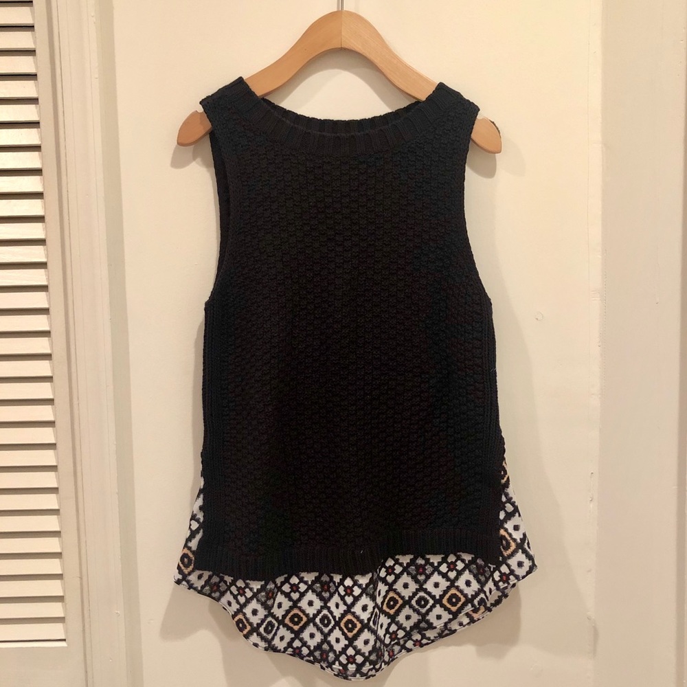 NWT LOFT Black Layered Sweater Tank Top